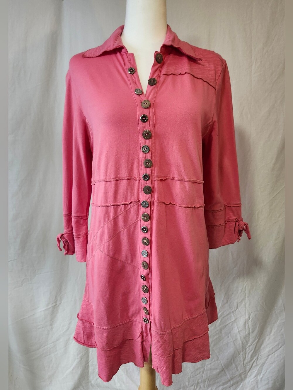 Neon buddha Rose-Pink Button-Front Tunic